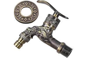 Grifo de Pared Vintage,Antiguo Latón Jardin Grifo Grifo de Lavabo Antiguo Vintage Aleación de Cinc,Grifo para el Hogar,Cocina,Baño,Exterior,Jardín