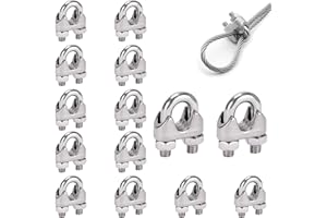 ZFRITP 14 Pcs Presillas Cable Acero,Perrillos Cable Acero,Abrazaderas De, Abrazadera De Alambre,Sujeta De Inoxidable,Perno En U,Wire Rope Clips Para Tensar El