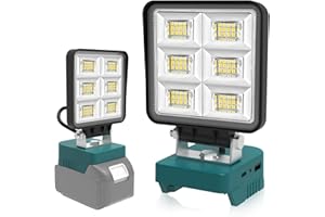 ‎T-SUN T-SUN Akku Lampe für Makita 18V Akku, 48W 5200LM LED Arbeitsleuchte Tragbares Flutlichter Baustellen Lampe mit USB und Typ-C Aufladung, 2 Modi Akku Scheinwerfer für Camping, Autoreparaturen(Ohne Akku)