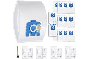 HEEYHOOD 14 Pack for Miele Hoover Bags (GN) - Includes 4 Motor & 4 Exhaust Filters - Compatible with Complete C3 Cat & Dog Classic C1 Compact C2 S200-S8000 Series Vacuum Cleaner - Replaces 9917730 12281680