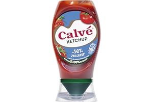 Calvé Ketchup Light, Formato 250 ml, Ketchup Light con Stevia*, Contiene il 50% in Meno di Zuccheri, Senza Glutine, Senza Conservanti e Senza Coloranti, Vegano