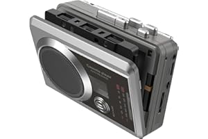 MERSOCO Lecteur enregistreur cassette portable et radio AM/FM, lecteur cassette compact avec prise casque 3,5 mm, haut-parleur intégré, alimentation par batterie/USB