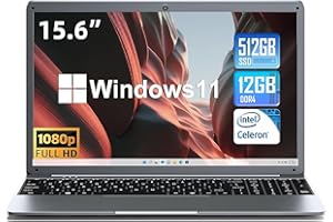SGIN Ordenador Portátil 15,6 Pulgadas 12GB DDR4 RAM 512GB SSD ROM (1TB Expandible), Celeron N5095 hasta 2.9Ghz, FHD 1920x1080 para Portátiles, 2X USB 3,0, Dual Band WiFi