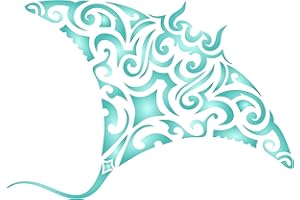 STENCIL COMPANY Manta Ray Schablone – 23 x 15 cm (M) – wiederverwendbare Maori Tribal Tattoo Stingray Teufel Fisch Wandschablone Schablone