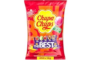 ‎CHUPA CHUPS Chupa Chups Best of Lutscher-Beutel, Beutel enthält 250 Lollis in 6 Geschmacksrichtungen wie Cola, Erdbeere, Kirsch, Apfel, geeignet für Geburtstag, 250 x 12g