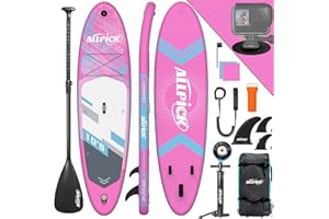 ALLPICK Sup Gonfiabile Premium |Stand Up Paddling Board Gonfiabile | Con Supporto Universale per Fotocamera | Accessori Completi | Tavola da Sup Surf Adulti| Principianti e Avanzati | 150 kg/180 kg
