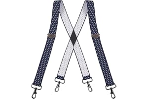 Buyless Fashion Tirantes para hombre - 48 "Correas ajustables 1 1/4" - Espalda X con ganchos negros