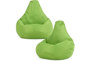 Bean Bag Bazaar Dalton Kids Bean Bag, Lime, 2 Pack, Water Resistant, Gaming Chair for Kids, Beanbag for Indoor and Outdoor Use with Filling Included, Childs Chair ideal for Bedroom, Playroom, Garden
