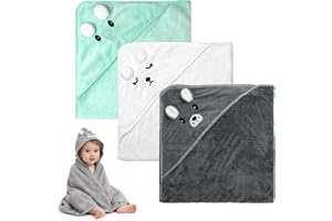 TMZELOA 3 stycken babyhanddukar huva, 80 x 80 cm babyhandduk med huva, huvhandduk baby, handdukar baby badhandduk söt handduk med huva badhanddukar för spädbarn nyfödda