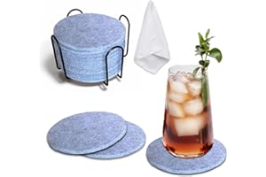SNZ Posavasos para Bebidas, Juego de 12 Posavasos Absorbentes de Fieltro, Coasters for Drinks, Regalos Originales para Nueva Casa para Cumpleaños, Portavasos Genérico para Tazas, Jarrones, Velas (Gris)