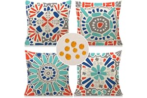Cirzone Kissenbezug 40x40 cm 4 Stück Dekorative Outdoor Kissen Wasserfest Atmungsaktiv Böhmen Kissenbezug Werden für Sofakissen Garten Outdoor