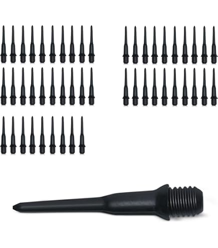 200 Punte Freccette In Plastica - Filettatura 2BA, Per Bersagli Elettronici, Nero/Bianco