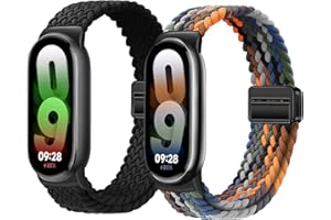 OUTPUTBT Treccia Magnetica Cinturino per Xiaomi Smart Band 9/8 Cinturini Nylon Cotone Sport per Mi Band 9/8 per Uomo Donna