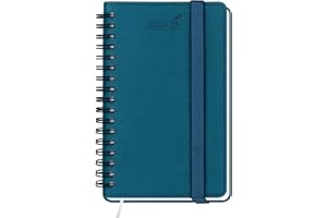 BEZEND Pocket Diary 2024 Week to View Spiral Bound PU Leather Soft Cover [Pacific Green] Slim Diary 2024 A6 Runs Now until Dec 2024