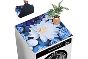 NUYOAH Waschmaschinenauflage Waschmaschinenbezug 60x60 cm Waschmaschinenabdeckung Staubschutz Rutschfest Waschmaschine Bezug Abdeckung Küchen Abwaschbar Zuschneidbare (Stein A)