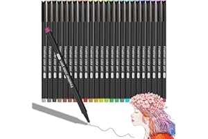 Surcotto Fineliner Pens, 24 Coloured Micron Pens Set 0.4mm Fine Tip Colouring Pens for Adult's Journaling, Drawing, Sketching, Writing at Home Office and School