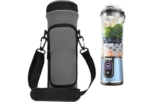 AMERBTECH Housse de rangement portable pour blender avec bandoulière - Sac entièrement enveloppant compatible avec Ninja 18oz Blast Portable Blender BC151NV/BC151BK/BC51NV/BC151CR/BC151EM (Gris foncé)