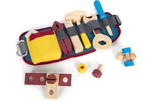 small foot Cintura porta attrezzi "Workshop", con numerosi attrezzi e accessori in legno, per bambini dai 3 anni, 12602