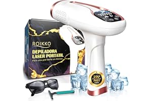 Depiladora Laser ROIKKO® PREMIUM Con Función De Refrigeración | Laser Depilacion 600NM-1200NM | Depiladora Luz Pulsada | Depiladora Laser Mujer | Maquina Laser Depilacion | Luz Pulsada Depilacion