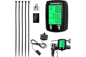 Vidacharmy Computer da bicicletta digitale, Contachilometri Bici, 19 Funzioni IP54 Impermeabile con LCD, Contachilometri Automatico Cablato, per Bicicletta, Ciclismo, Distanza di Tracciamento,Velocità