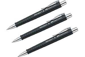 ‎FABER-CASTELL Faber-Castell Kugelschreiber POLY BALL 241199 0,5mm M, ergonomische Dreieckform, rutschfester Schaft, mit Metallclip, dokumentenecht Schwarz (3 Stück)