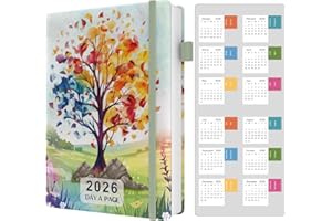 DZHZAL Diary 2026 Day Per Page, Page a Day, January 2026 to December 2026, Productivity Daily Planner with Tabs & Calendar Stickers, Hard Cover Pen Loop, Inner Pocket, Banded, A4 (8.5" x11")