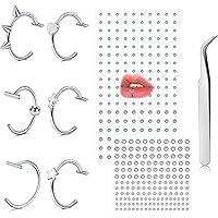 6 Orecchini Per Naso Finti | Acciaio Inossidabile | Argento/Oro/Nero | Senza Piercing | Unisex - Foto 6