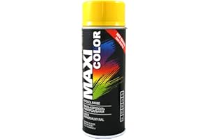 Maxi Color NEW QUALITY Sprühlack Lackspray Glanz 400ml Universelle spray Nitro-zellulose Farbe Sprühlack schnell trocknender Sprühfarbe (RAL 1021 Rapsgelb glänzend)