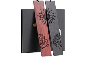 Marcapáginas, HOMEMARS Sun Tree Marcapáginas de madera, 2 piezas Marcapáginas, Marcapáginas de madera hecho a mano, Caja de regalo, Regalos de Navidad, Regalo para profesores, estudiantes