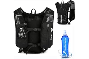 NIRCHO Gilet de course avec bouteille d'eau de 500 ml pour homme et femme - Sangles de poitrine réglables - Gilet de course réfléchissant ultra léger - Pour la course, le cyclisme, les trails, les marathons
