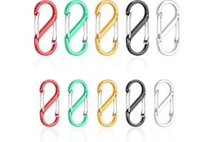 ‎HUAJIAO 10 Stück S Karabiner,50mm/40mm Metall Doppelkarabiner 8 Förmiger Karabiner Karabinerhaken für Camping Zuhause Wandern (5 Farbe)