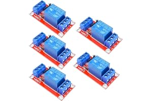 DollaTek 5Pcs Módulo de relé de 1 V de 5 V con optoacoplador Relé de relé de 1 Vía Tarjeta de expansión Alta y Baja con LED de Advertencia (DC 0-5 V)