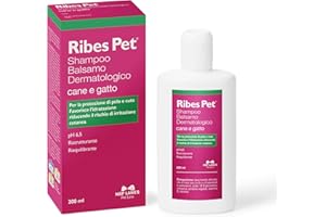 NBF Lanes | Ribes Pet Shampoo Balsamo Dermatologico Cane e Gatto 200 ml, per la Protezione di Pelo e Cute, pH 6,5, Ristrutturante, Riequilibrante