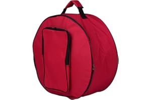 SEAFRONT Sac à Dos pour Caisse Claire Noir, Sac à Tambour de 14 Pouces avec Bandoulière en Tissu Nylon, Poches Extérieures pour Baguettes de Batterie, Livre de Musique, Protection, (rouge)