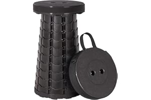 Leogreen Sgabello Pieghevole, Sgabello Telescopico Portatile, Sgabello Regolabile per la Pesca Barbecue Campeggio Giardinaggio Cucina interna, carico massimo 150kg, Nera