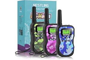 Nestling Walkie Talkies 3 Pack, Upgraded Version Camouflage Exterior 8 Channels 2 Way Radio Toys with Backlit LCD Flashlight, 3KM Range for Kids Indoor Outdoor Activity