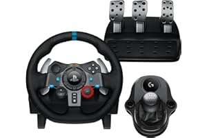 ‎LOGITECH G Logitech G G29 SE Driving Force, kierownica i pedały wyścigowe, siłowe sprzężenie zwrotne, prawdziwa skóra + Driving Force Shifter, dźwignia zmiany biegów - do konsol PS5, PS4 i PC/Mac - Czarny