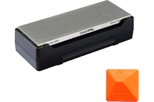 SHARPAL 162N Pierre à aiguiser diamant avec boîte de rangement, double grain, grossier/extra fin, aiguiseur de couteau diamant avec base antidérapante et guide d'angle (20,3 cm x 7,6 cm)