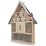 WILDLIFE FRIEND | Großes Insektenhotel – Naturbelassen und Wetterfest, Insektenhaus aus Naturholz für Bienen, Marienkäfer, Fl