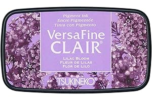 Tsukineko Lilac Bloom VersaFine Clair-Almohadilla de tinta para estampar morado, lila, grande, opaca, impermeable, archivado, estampado, pad size: 7.6 x 3.5 cm