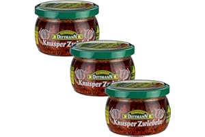 ‎FEINKOST DITTMANN Feinkost Dittmann Knusper Zwiebeln – 185g Glas, 3er Pack – Knusprige Zwiebelbissen, Verfeinert mit Chili-Öl, Ideal für Pasta, Gemüse, Fleisch und Grillgerichte
