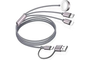 LA BRODÉE 4Ft Upgraded 3 in 2 USB C Cable for Apple Watch iPhone Charger with Magnetic Charging USB C Multi Charger Cable Compatible with iWatch Ultra/Ultra 2/SE/SE2/10-1, iPhone 16/15/14/13/12/11, Galaxy S23