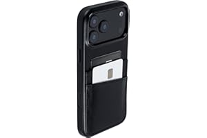 ‎DOCKEM Dockem Etui na Karty ze Skóry Naturalnej dla iPhone 17 Pro Max z Przyciskiem Sterowania Aparatem i Uszyty Portfel z Dwoma Kieszeniami na Karty (Czarny, M2GL)