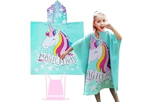 FILOWA Ręcznik plażowy dla dziewcząt, ręcznik kąpielowy ponczo z kapturem ręcznik z mikrofibry na basen ręczniki surfingowe miękkie chłonne do noszenia szlafrok dla dzieci nastolatków 6-14 lat, niebieski