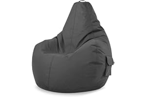 Green Bean© Poltrona a sacco con schienale 80x70x90cm - Sedia Gaming 230 litri di imbottitura accogliente, morbida, e lavabile - Cuscino pavimento Pouf Sgabello Poltrona da gioco Relaxl Antracite
