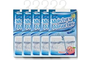 MINXIN Déshumidificateurs d'armoire 5x100g,Sac De Déshumidification Suspendu avec parfum,Granulés de déshumidificateur,Sachets Anti Humidite Sachet Anti Humidité pour La Cuisine/Salle de Bain/Armoire/Voiture
