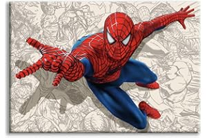 SIGNORBIT Tela Spiderman, Quadro l'Uomo Ragno - Fumetto - Quadro Canvas su Telaio in Legno (50x70 cm)