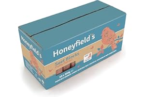 HONEYFIELD'S Honeyfield’s - Winter Suet Blocks for Wild Birds, Wild Bird Food for Robins and Common Garden Breeds, High Energy with Raisins, Suitable for Year-Round Feeding, Made in the UK (Fruity) (10 x 300g)