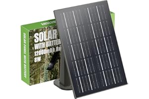 Adicop Pannello Solare Batteria Integrata 12000mAh Compatibile con 12V/6V Dispositivo Fotocamera Fauna Selvatica 3M Cavo Caricatore Solare Impermeabile Fotocamera Accessori Caccia