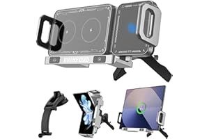 BRIMFORD Support téléphone voiture pour Samsung Galaxy Z Fold 7/6/5/4/3/2/Z Flip S25,chargeur voiture à induction Qi rapide à double bobine,chargeur sans fil à rotation automatique compatible avec iPhone 17/16